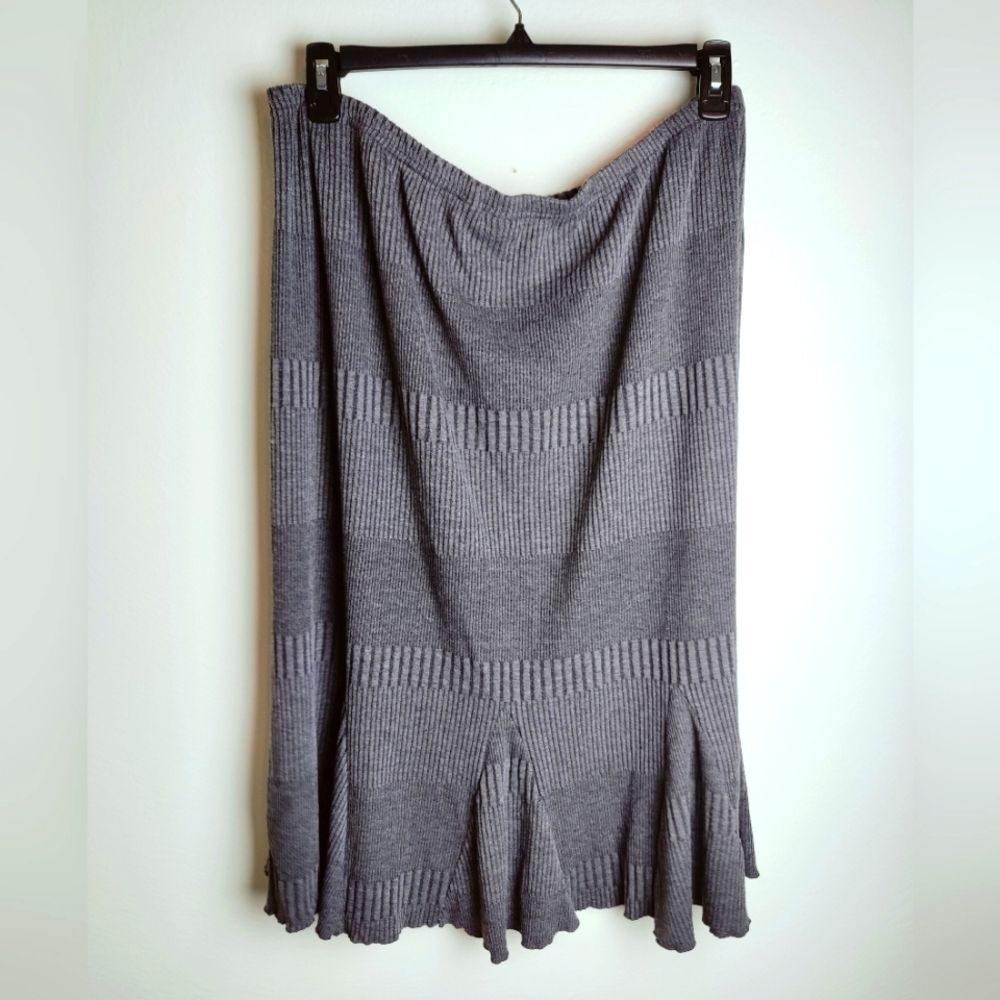 Cato Plus Size Ribbed Knit Handkerchief Hem Midi Skirt, Sz 22/24
